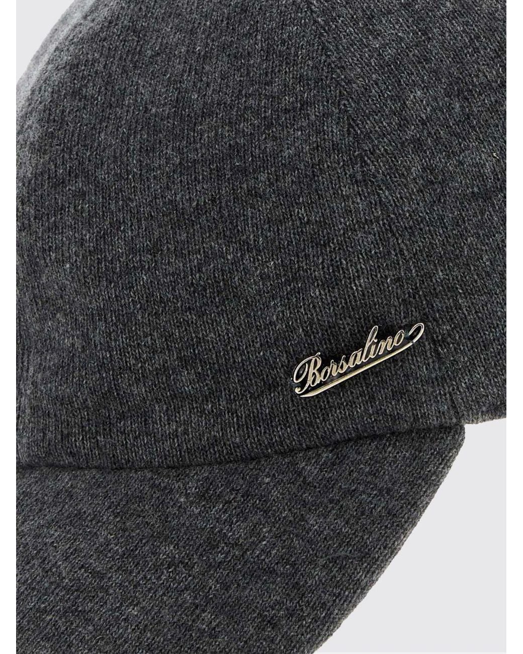 Borsalino Gray Cashmere Baseball Cap With Adjustable Strap for men
