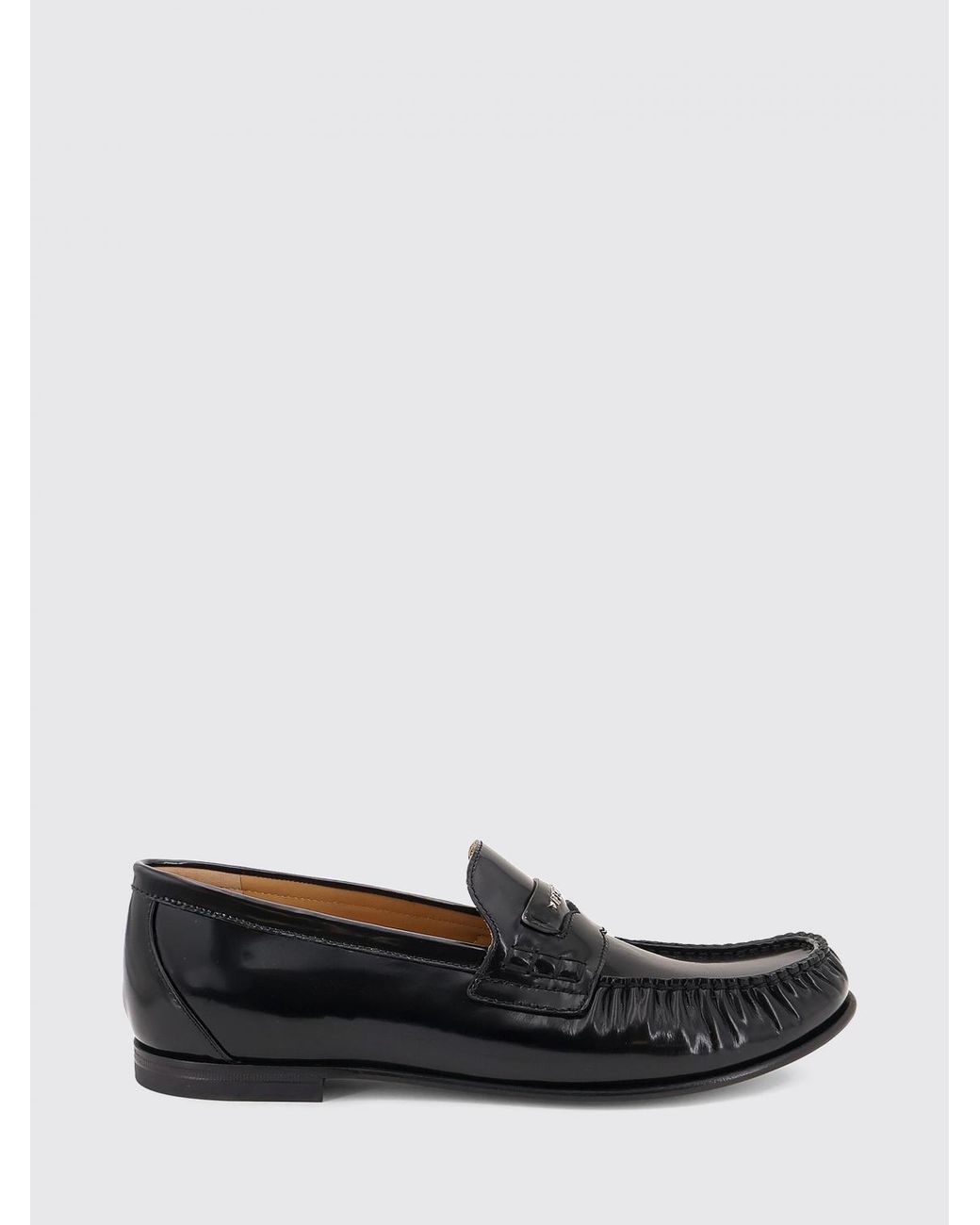 Fendi White Brushed Calfskin Penny Loafers With Metallic Lettering Logo for men