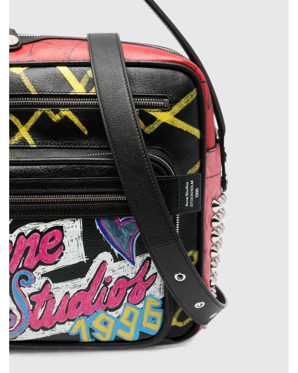 Acne Metallic Camero Calfskin Leather Camera Bag With Printed Logo