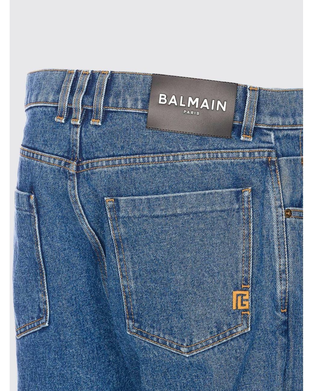 Balmain Blue Cotton Denim Straight Jeans for men