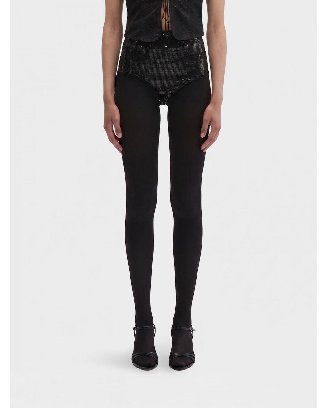 MACCAPANI Black Sequin Polyamide Culotte Shorts