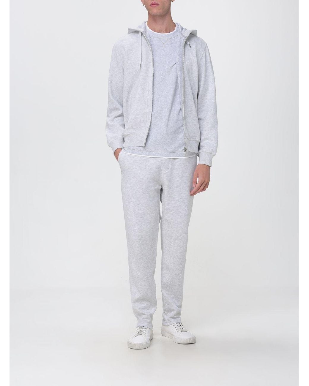 Brunello Cucinelli White Wool And Silk Drawstring Jogging Trousers for men
