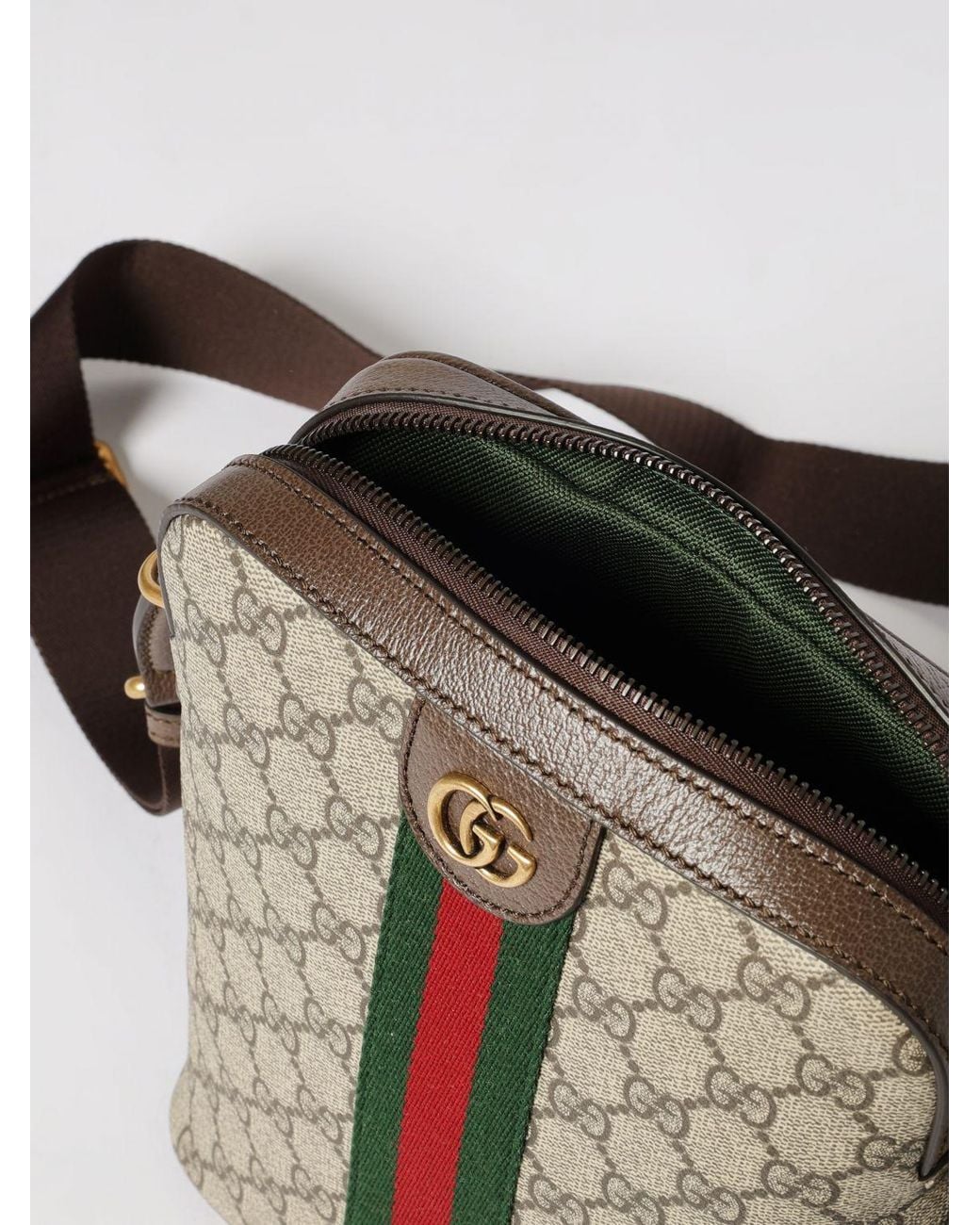 Gucci Natural Ophidia Gg Supreme Canvas Crossbody Bag With Web Stripe for men