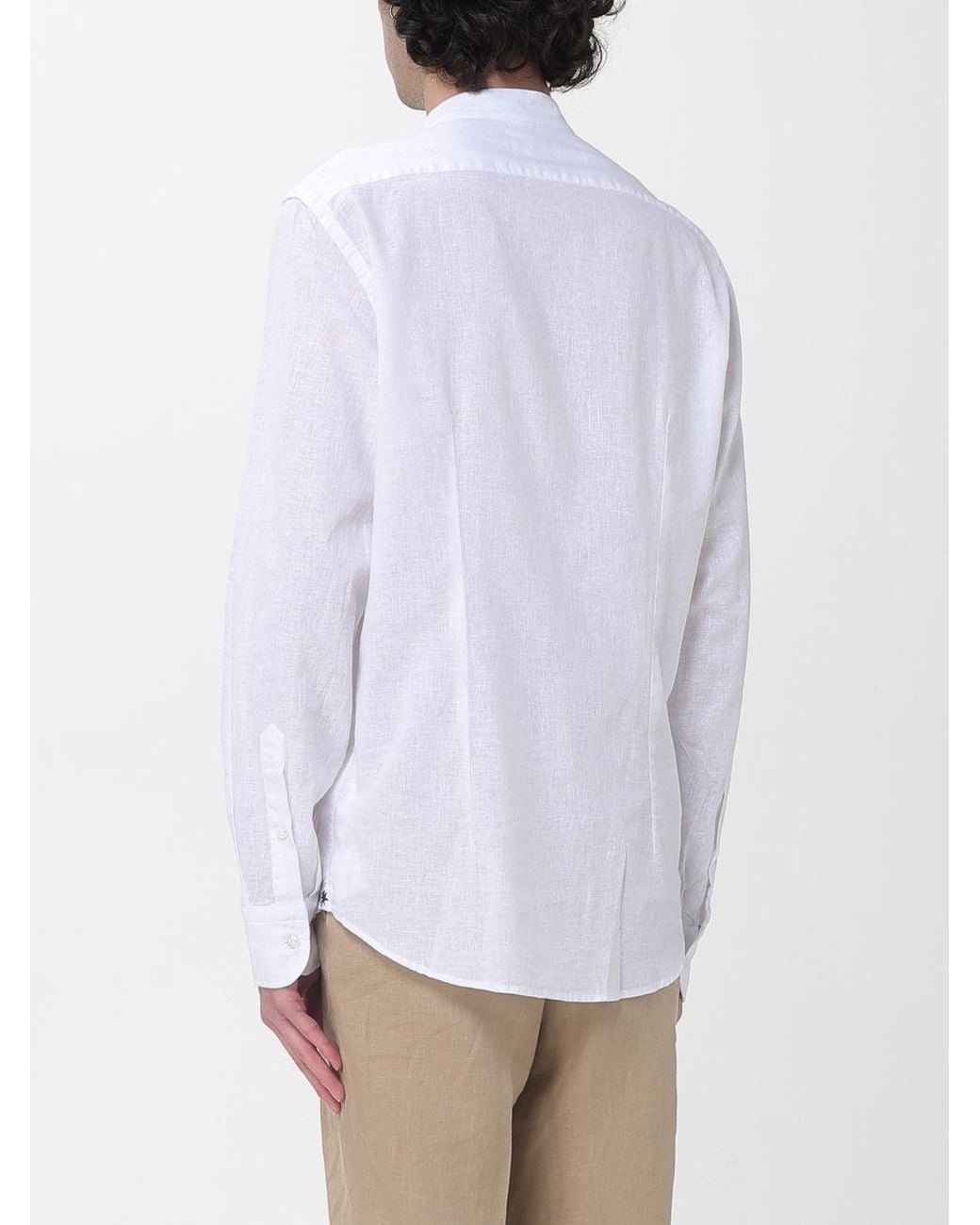 Manuel Ritz White Linen And Cotton Casual Shirt for men
