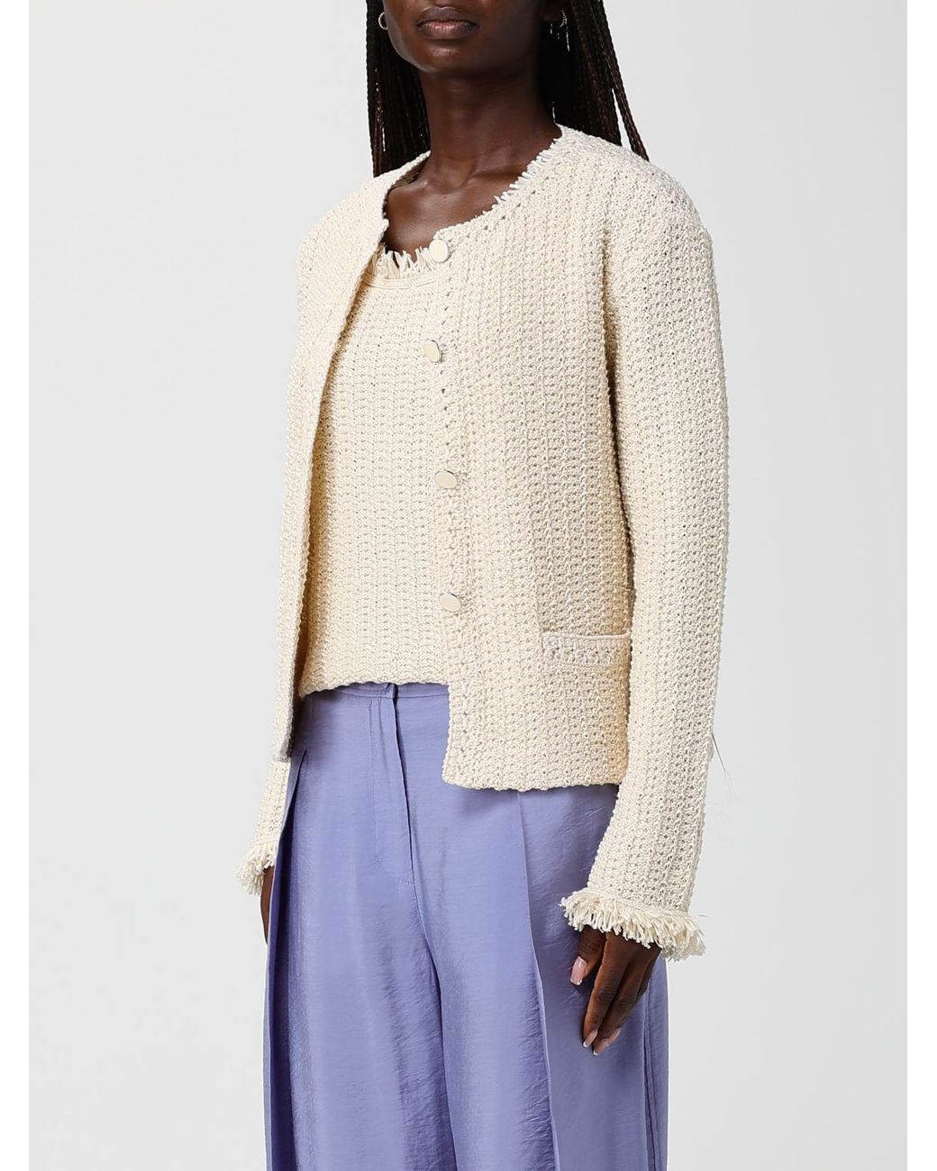 Emporio Armani Blue Cotton Blend Cardigan
