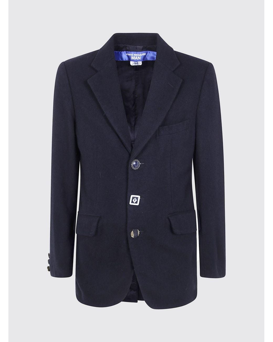 Junya Watanabe Blue Single-Breasted Wool Blend Blazer With Metal Logo for men