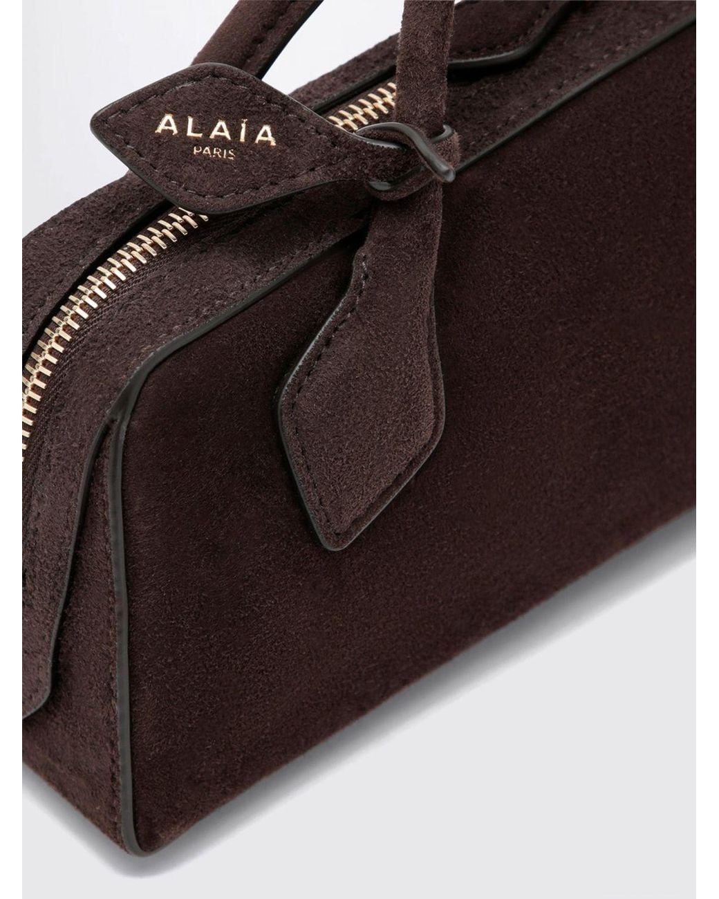 Alaïa Brown Le Teckel Suede Sheepskin Handbag With Logo Charm