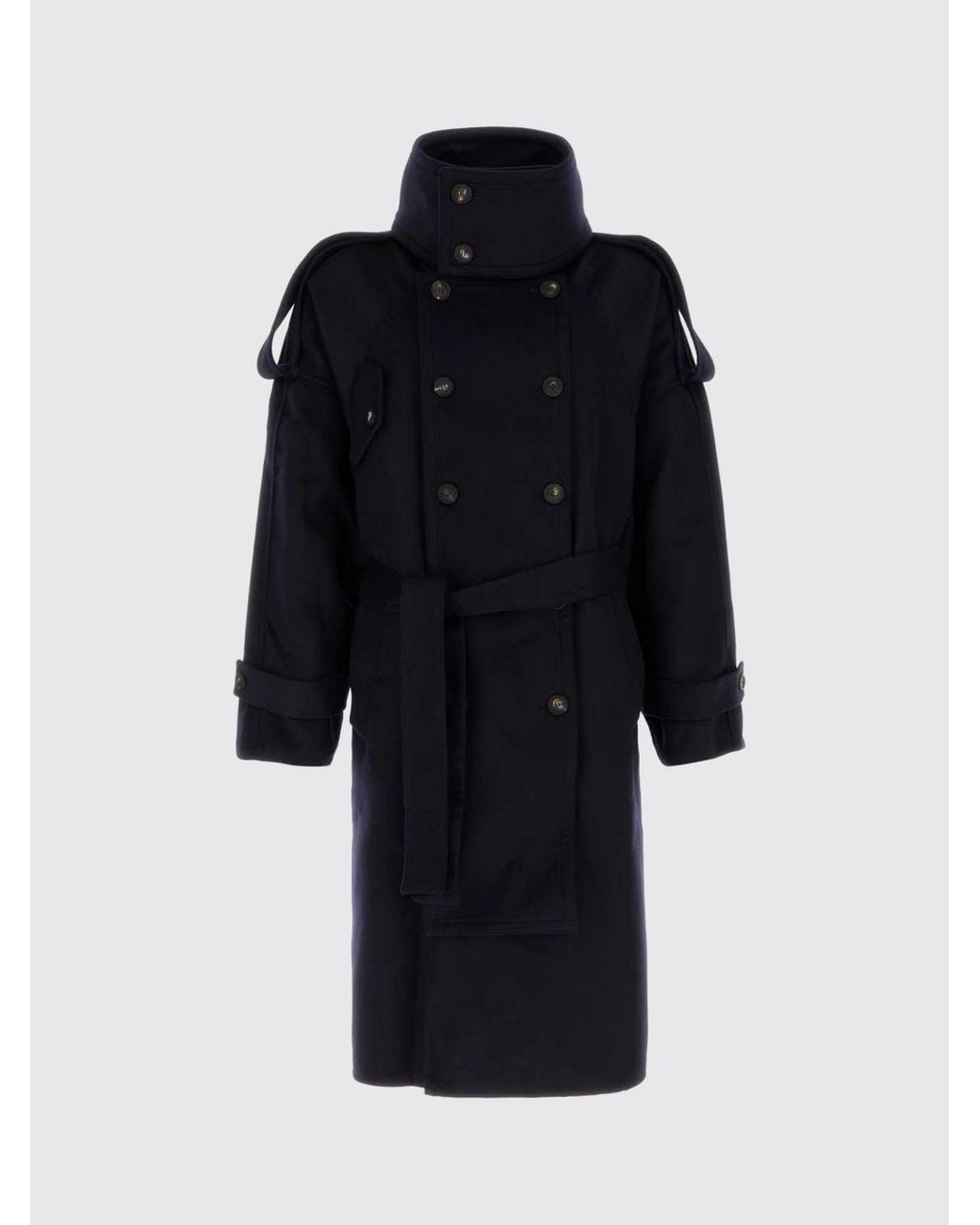 Ferragamo Blue Double-Breasted Trench Coat for men