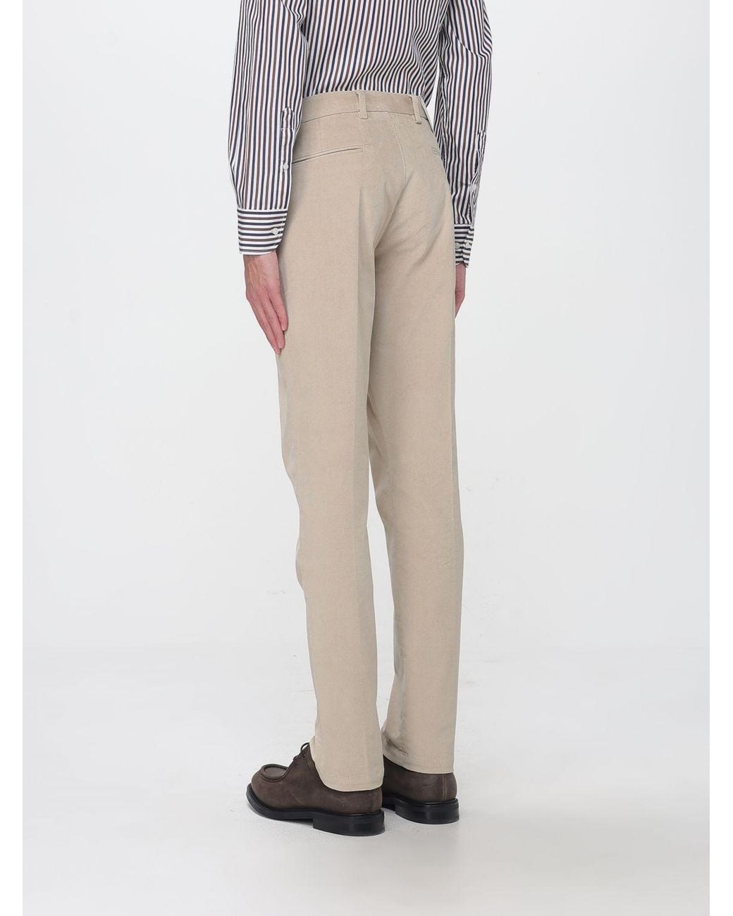 Brooksfield Natural Slim Fit Mid-Rise Velvet Pants for men