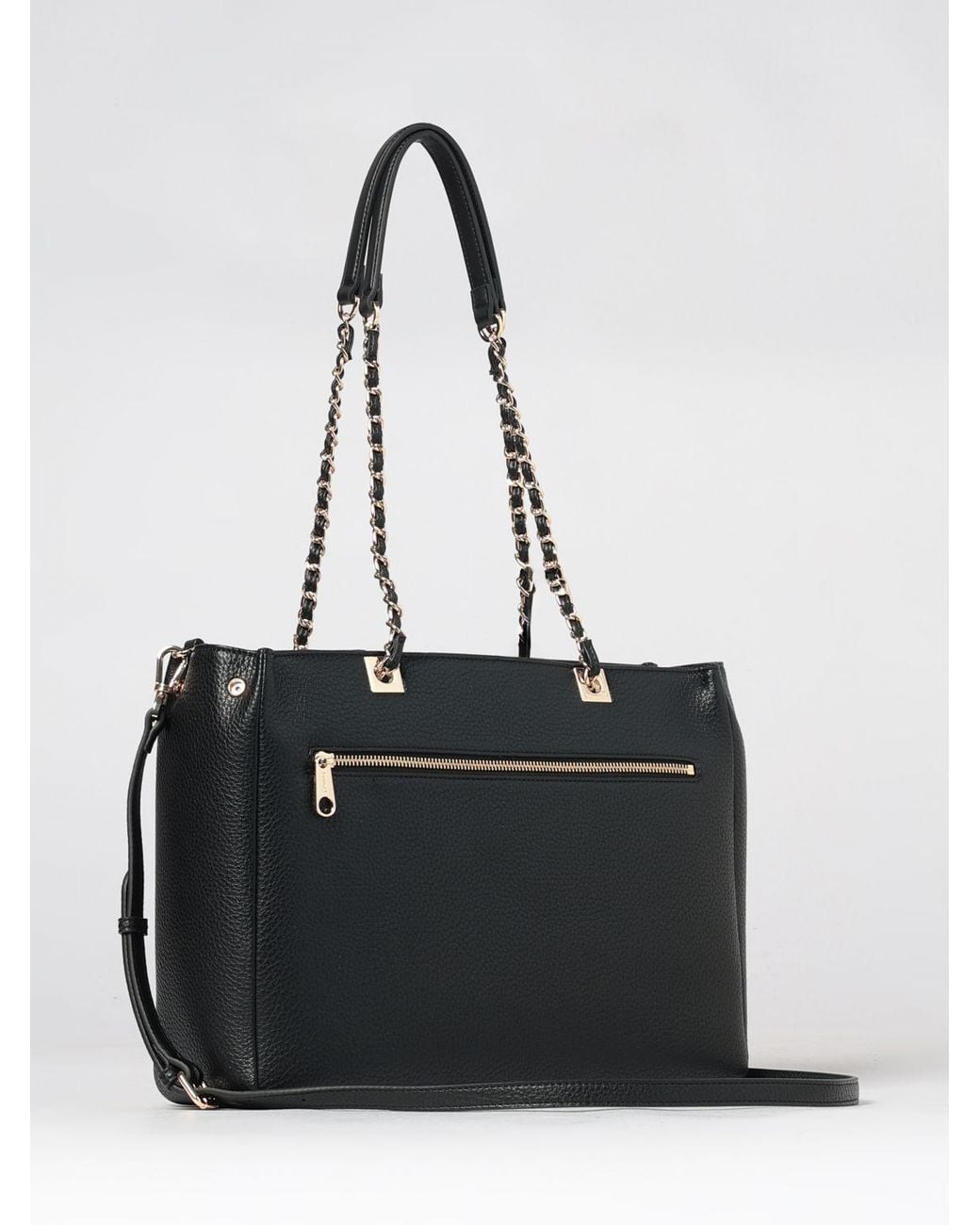 Twinset Black Faux Leather Shoulder Bag With Double Chain Handle