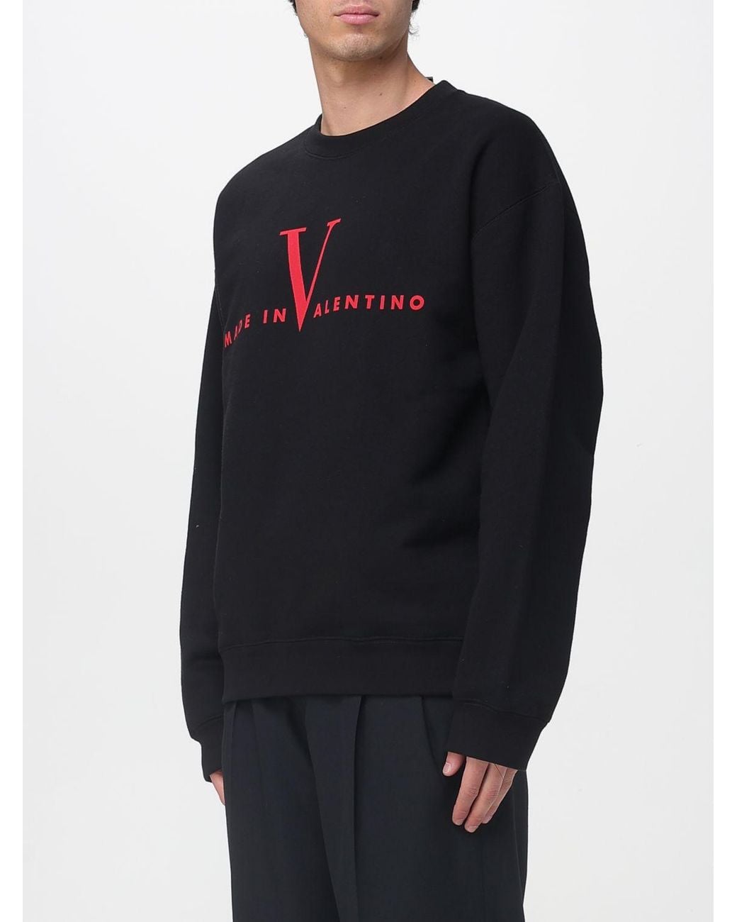 Valentino Blue Cotton Crewneck Sweatshirt With Logo for men