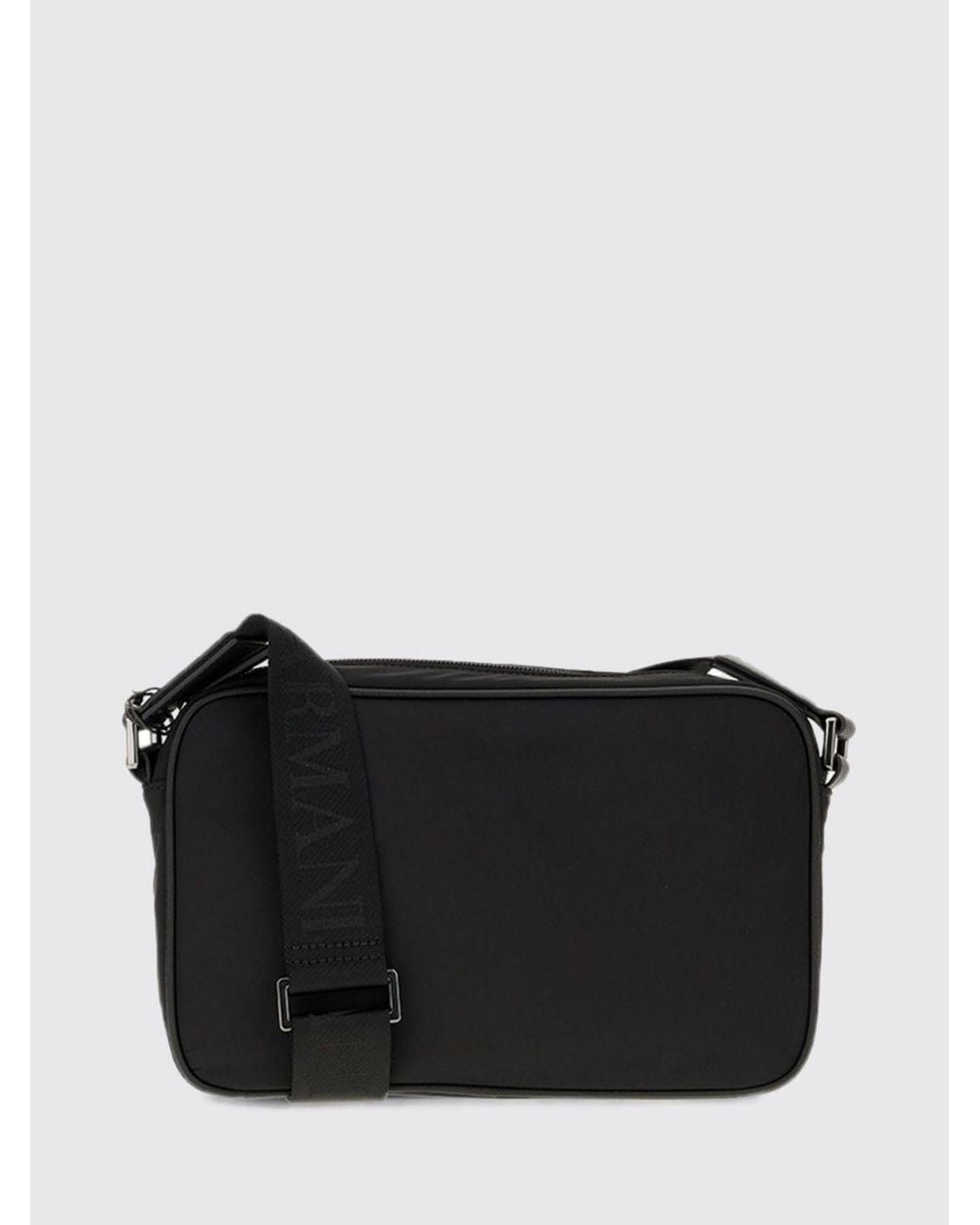 Emporio Armani Black Polyester Crossbody Bag With Eagle Logo And Zip Closure for men