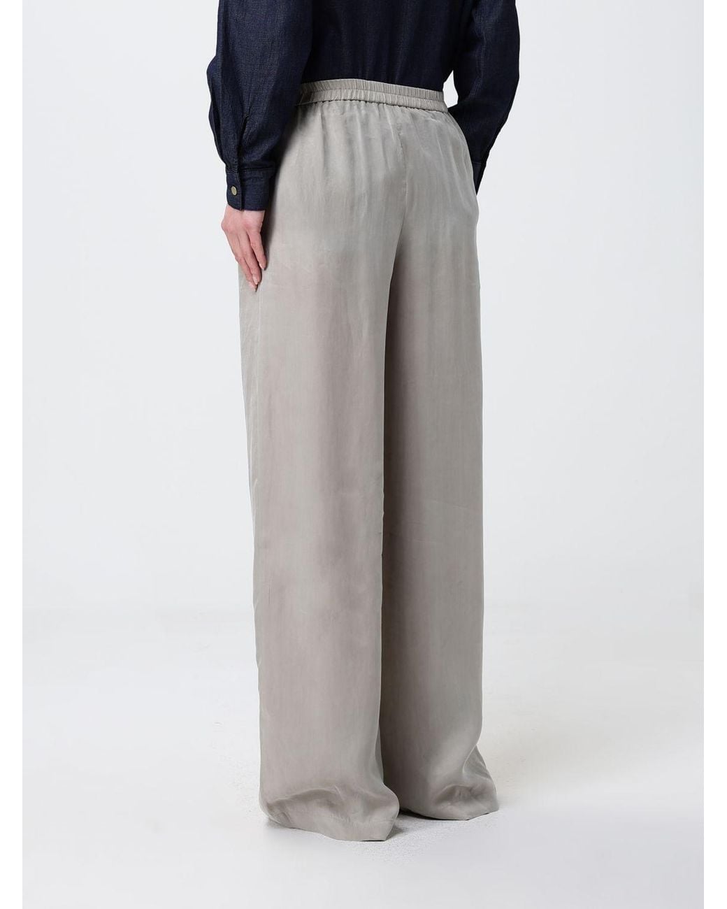 Emporio Armani Gray Wide Lyocell Trousers