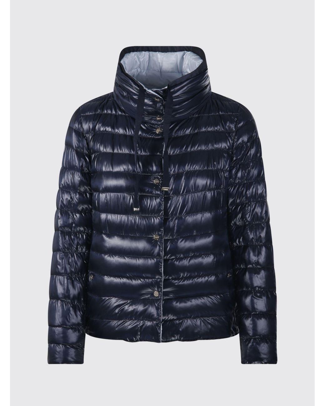 Herno Blue Short Reversible Quilted Ultra-Light Nylon Down Jacket