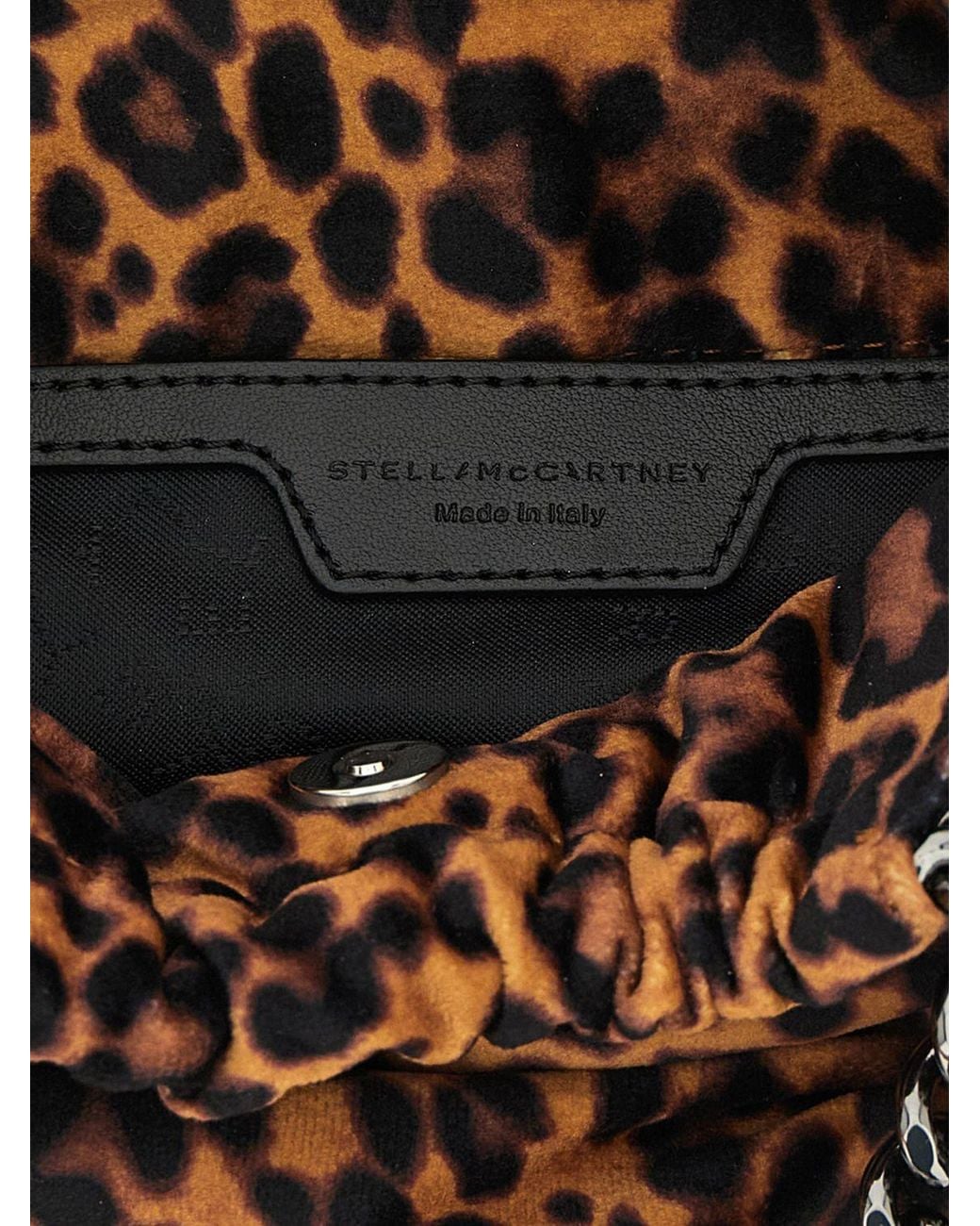 Stella McCartney Brown Animalier Velvet Mini Handbag With Chain Handles