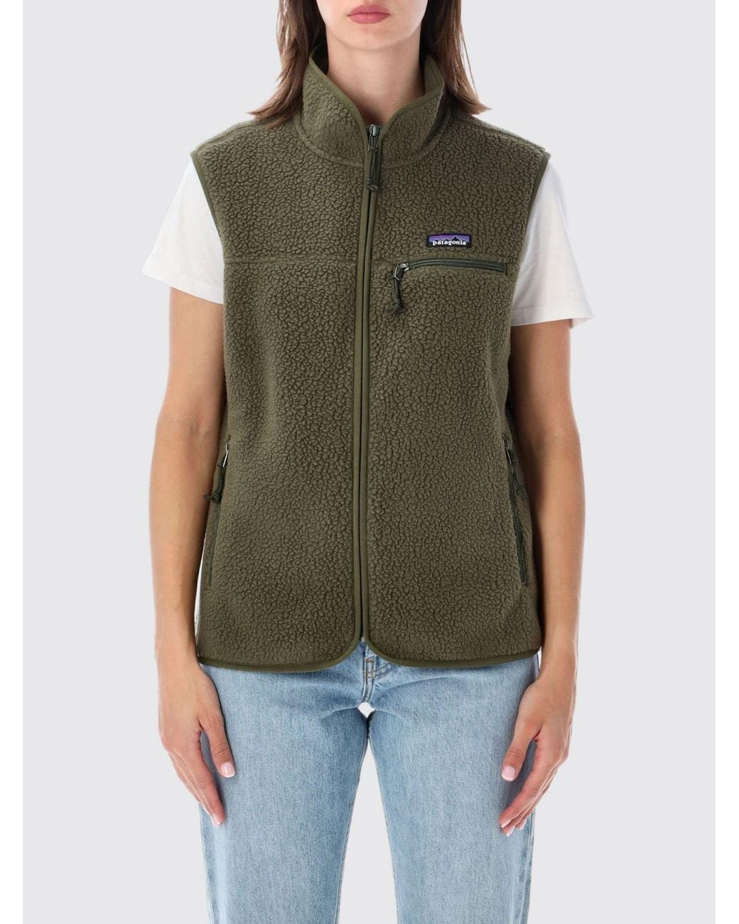 Patagonia Green Classic Retro-X High-Neck Fleece Vest With Zip Pockets