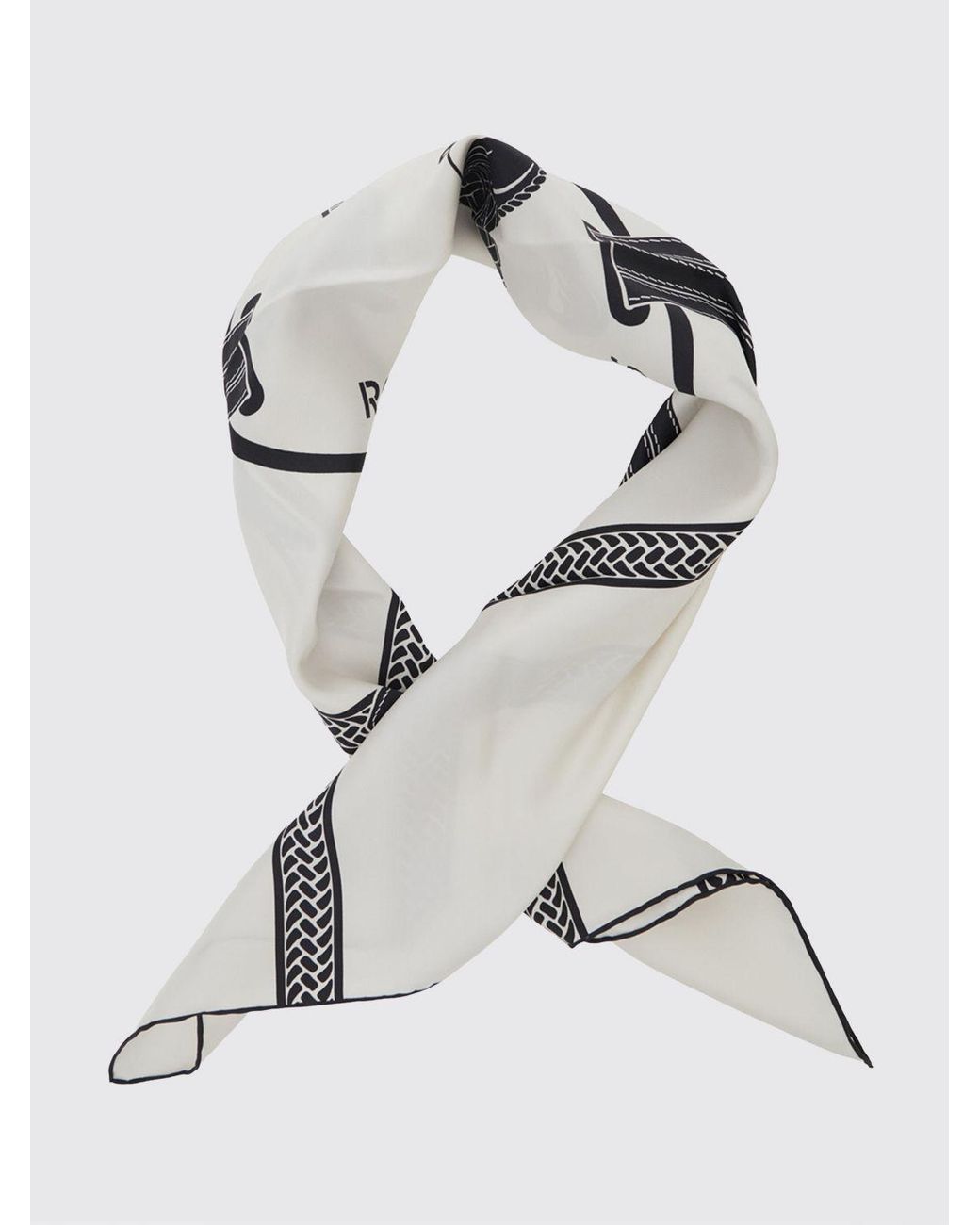 Fendi White Selleria Graphic Print Square Silk Foulard