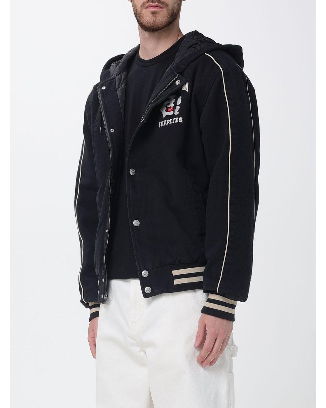 ICECREAM Blue Cotton Bomber Jacket With Hood And Logo for men