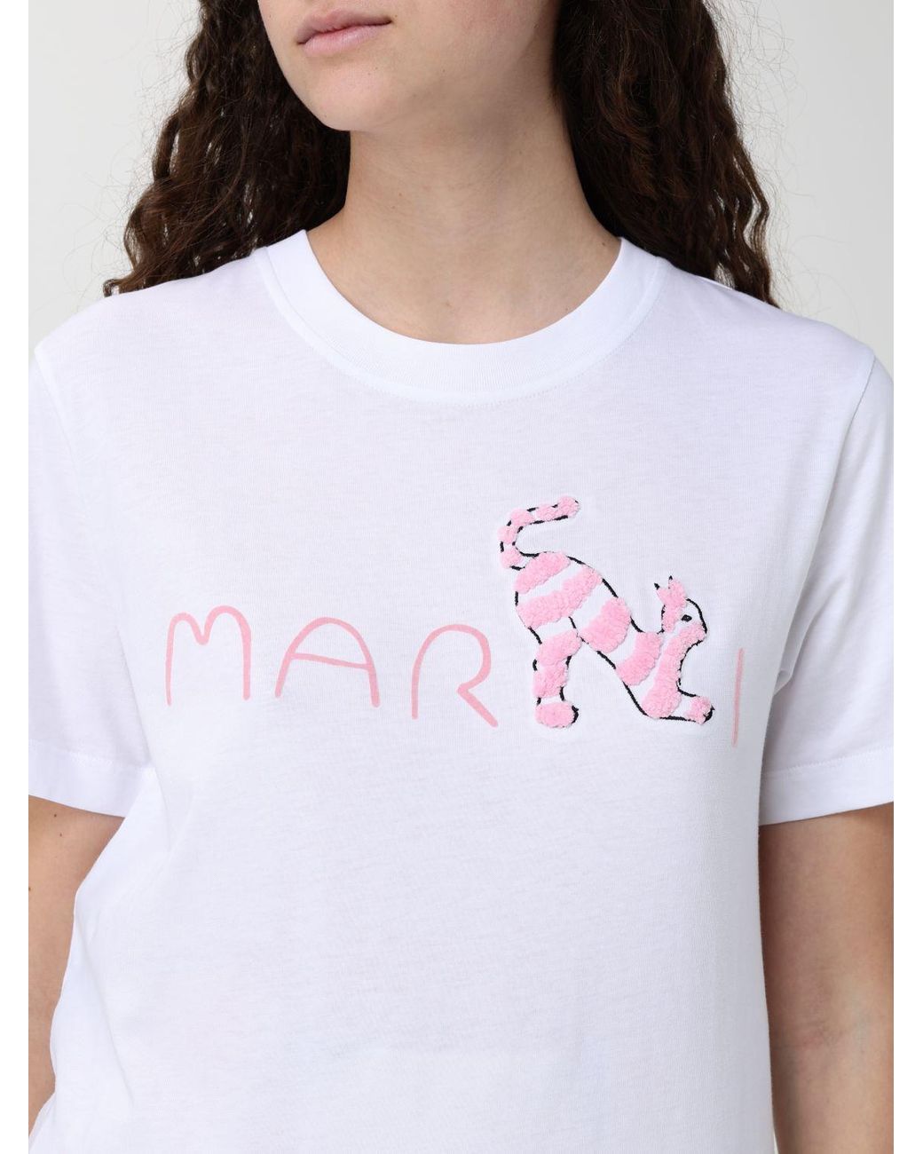 Marni White Cotton T-Shirts With Logo