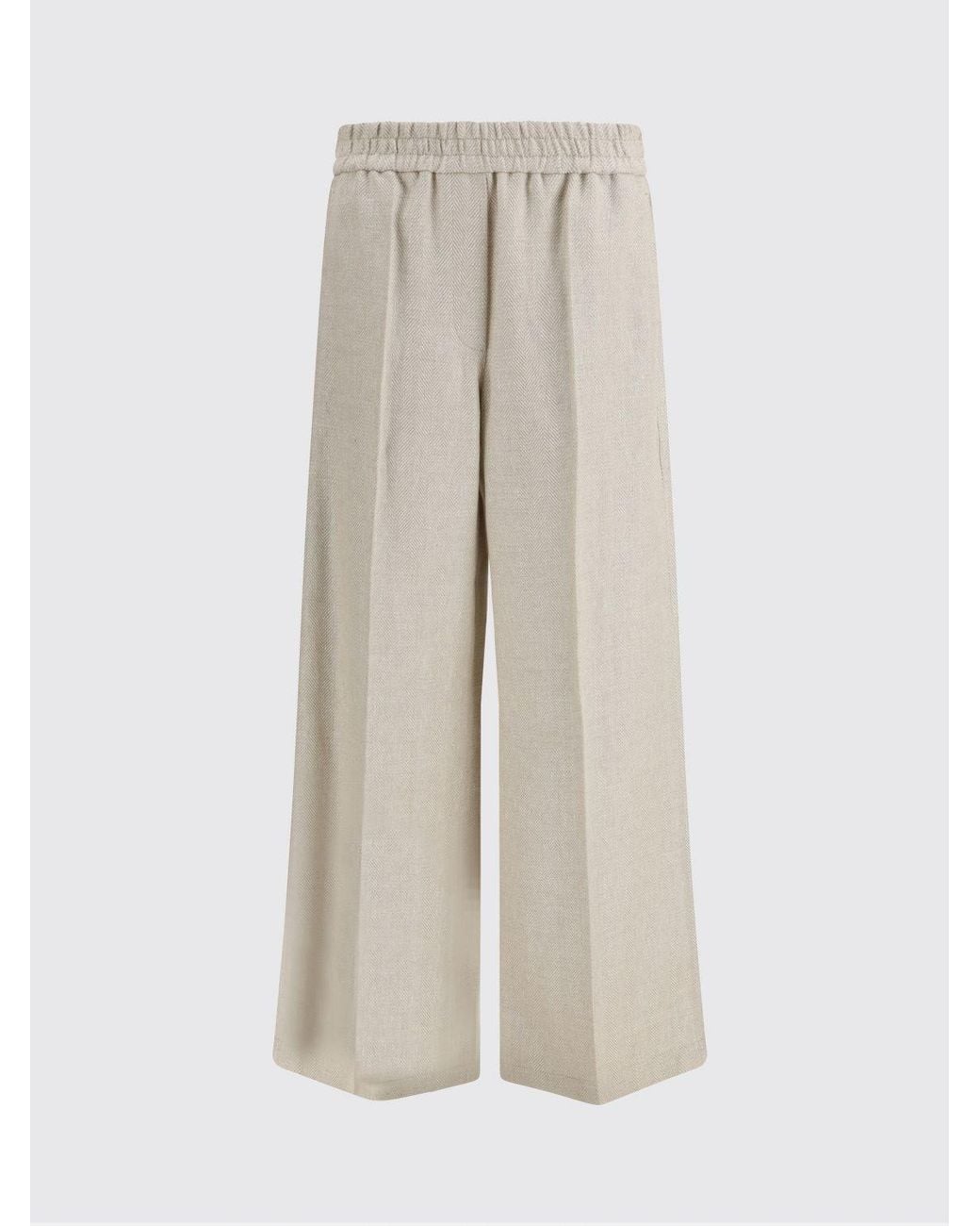 Brunello Cucinelli Natural Linen And Cotton Palazzo Trousers