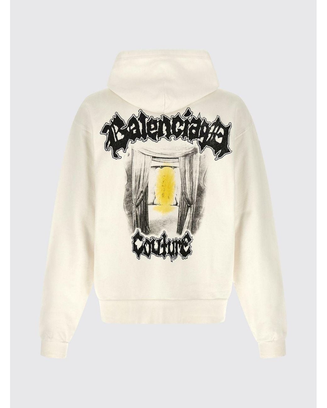 Balenciaga Natural Printed Cotton Hoodie for men