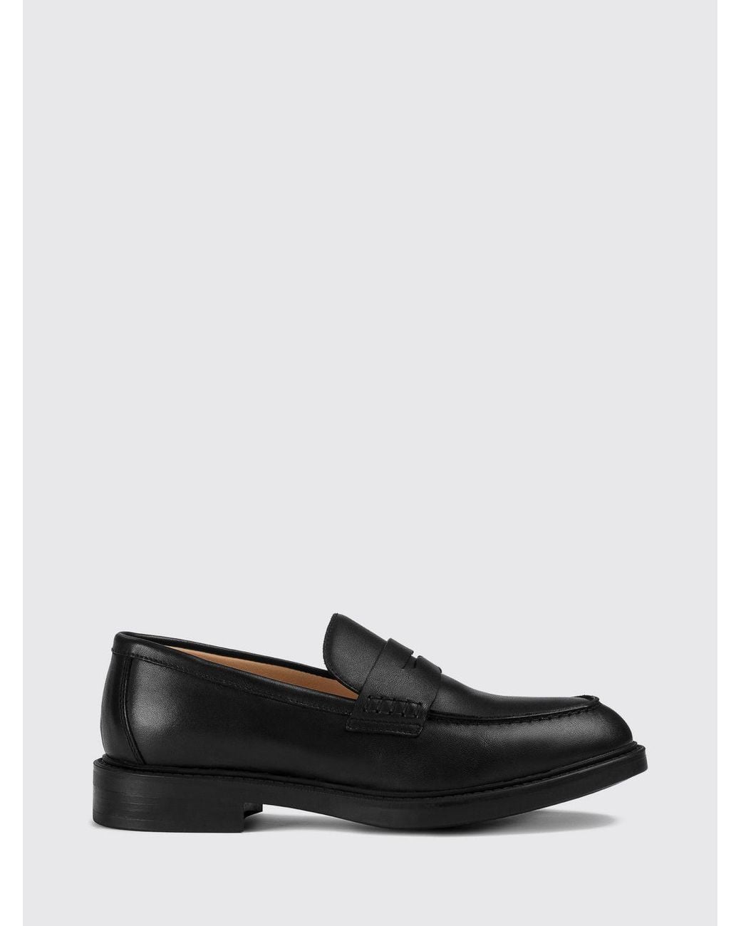 Doucal's White Smooth Calfskin Penny Loafers With Rubber Sole