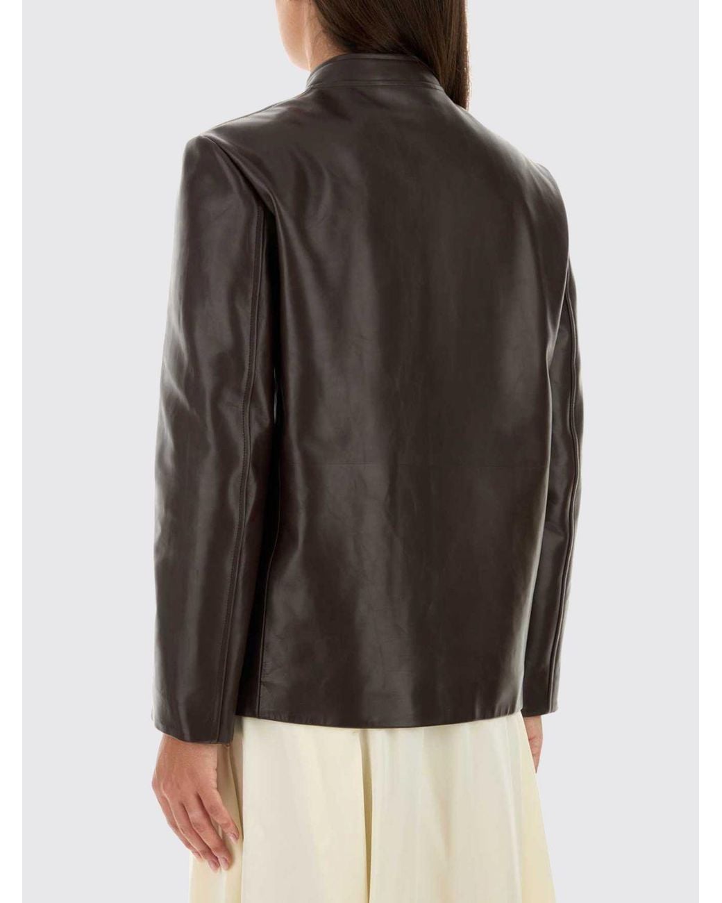 Jil Sander Black Single-Breasted Calfskin Leather Jacket With A High Neck