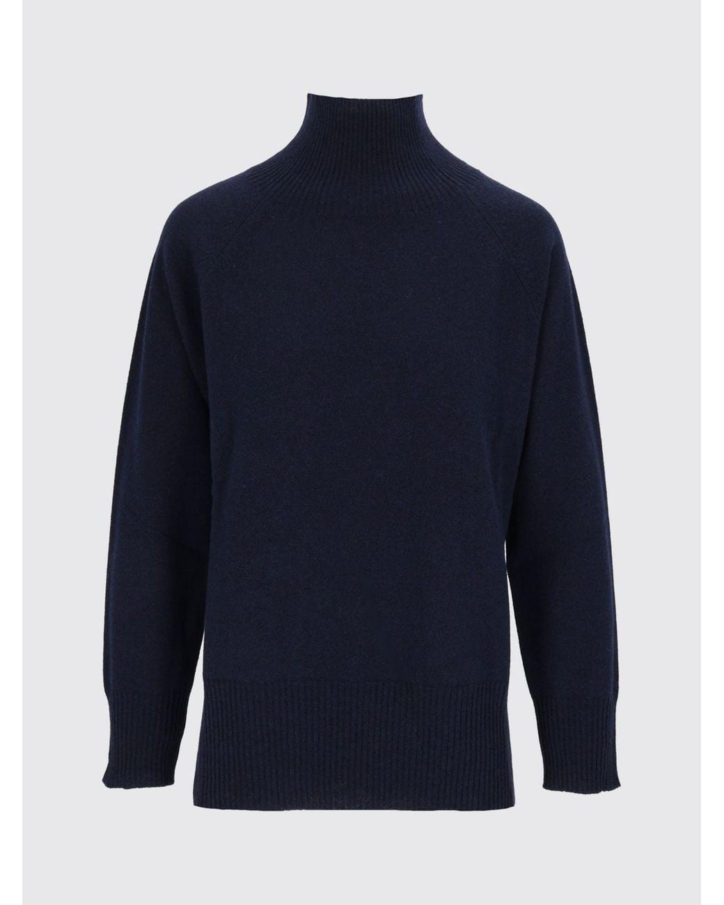 Kangra Blue Wool Long-Sleeved Roll Neck Jumper With Ribbed Trims