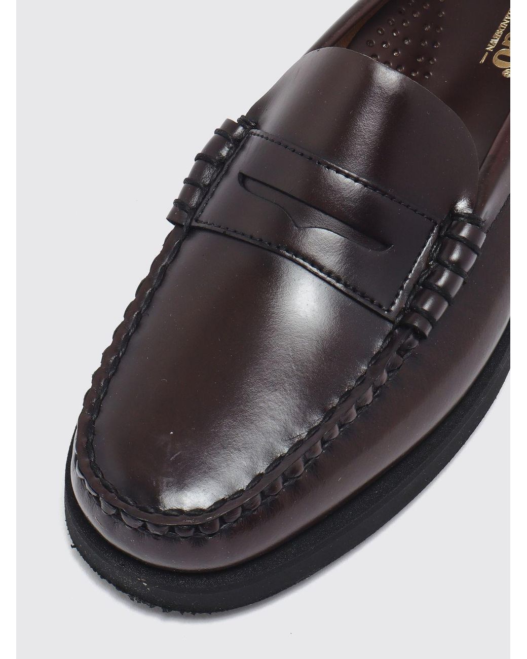 Sebago White Brushed Leather Penny Loafers With Saddle Strap And Raised Apron Toe for men