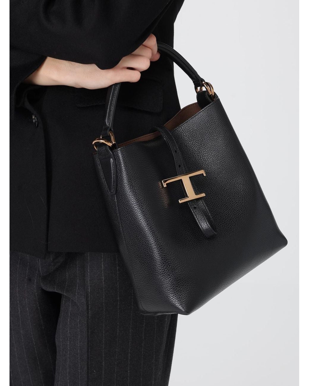 Tod's Black T Timeless Calfskin Handbag