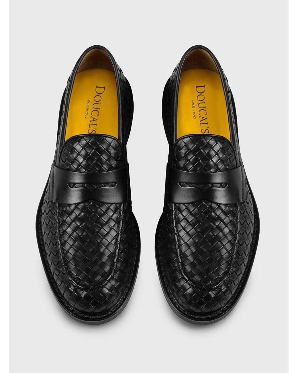 Doucal's White Woven Leather Loafers for men