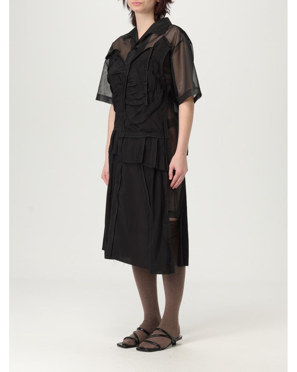 Maison Margiela Black Layered Mesh Overlay Aline Dress