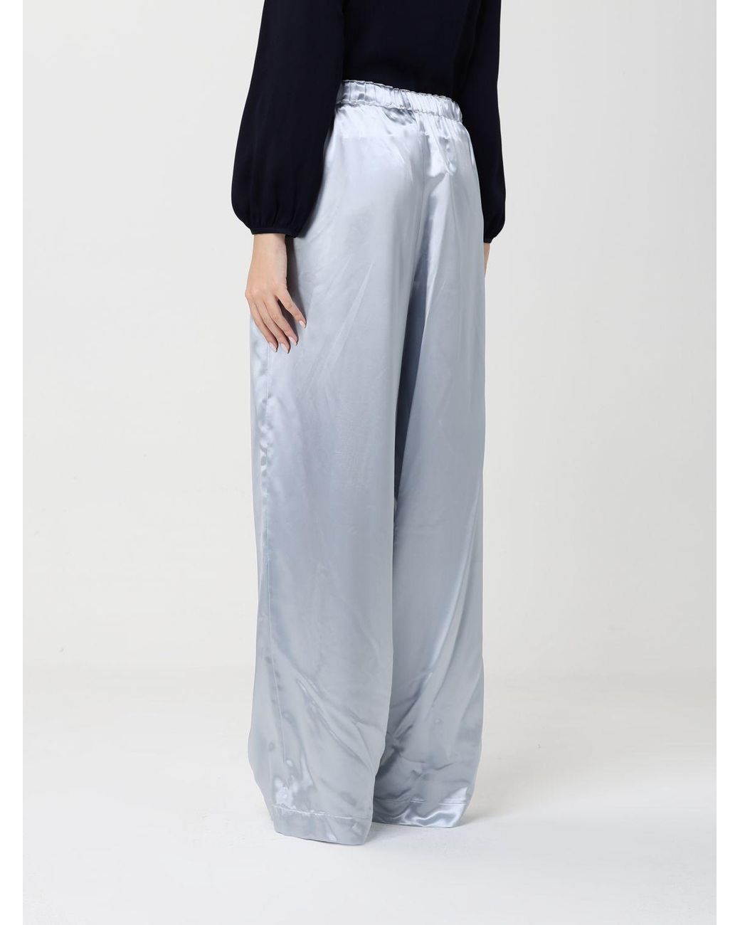 Fabiana Filippi Blue Wide Leg Satin Trousers