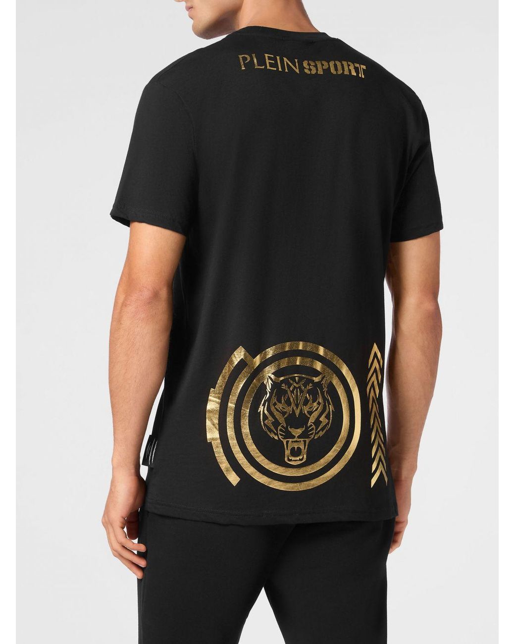 Philipp Plein Black Cotton T-Shirt With Laminated Logo for men