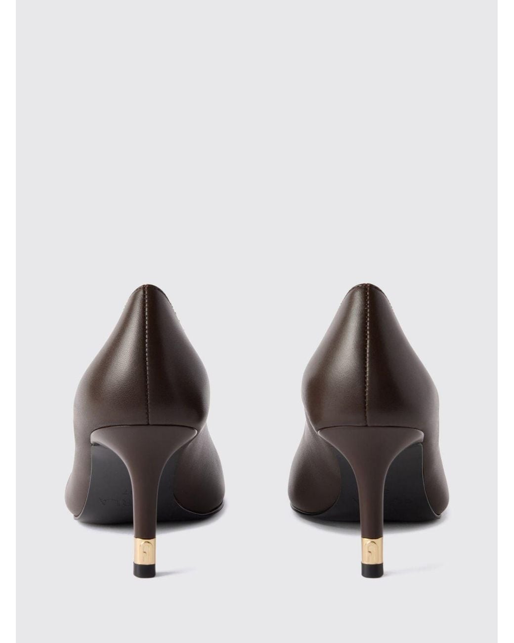 Furla Brown Aria Smooth Leather Pumps With A Mid-Stiletto Heel And Almond Toe