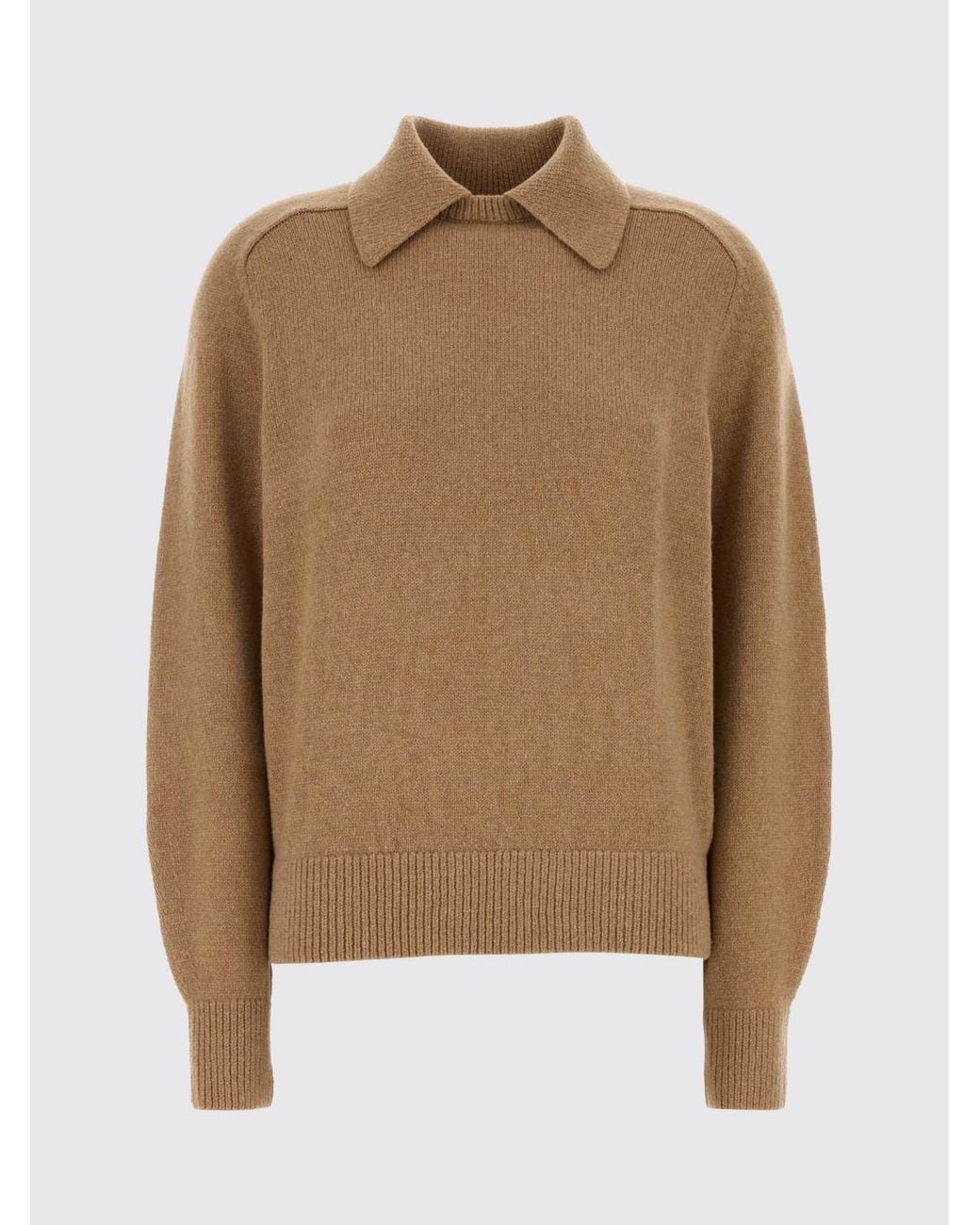Khaite Natural Long-Sleeved Wool And Cashmere Blend Knit Polo With Classic Collar