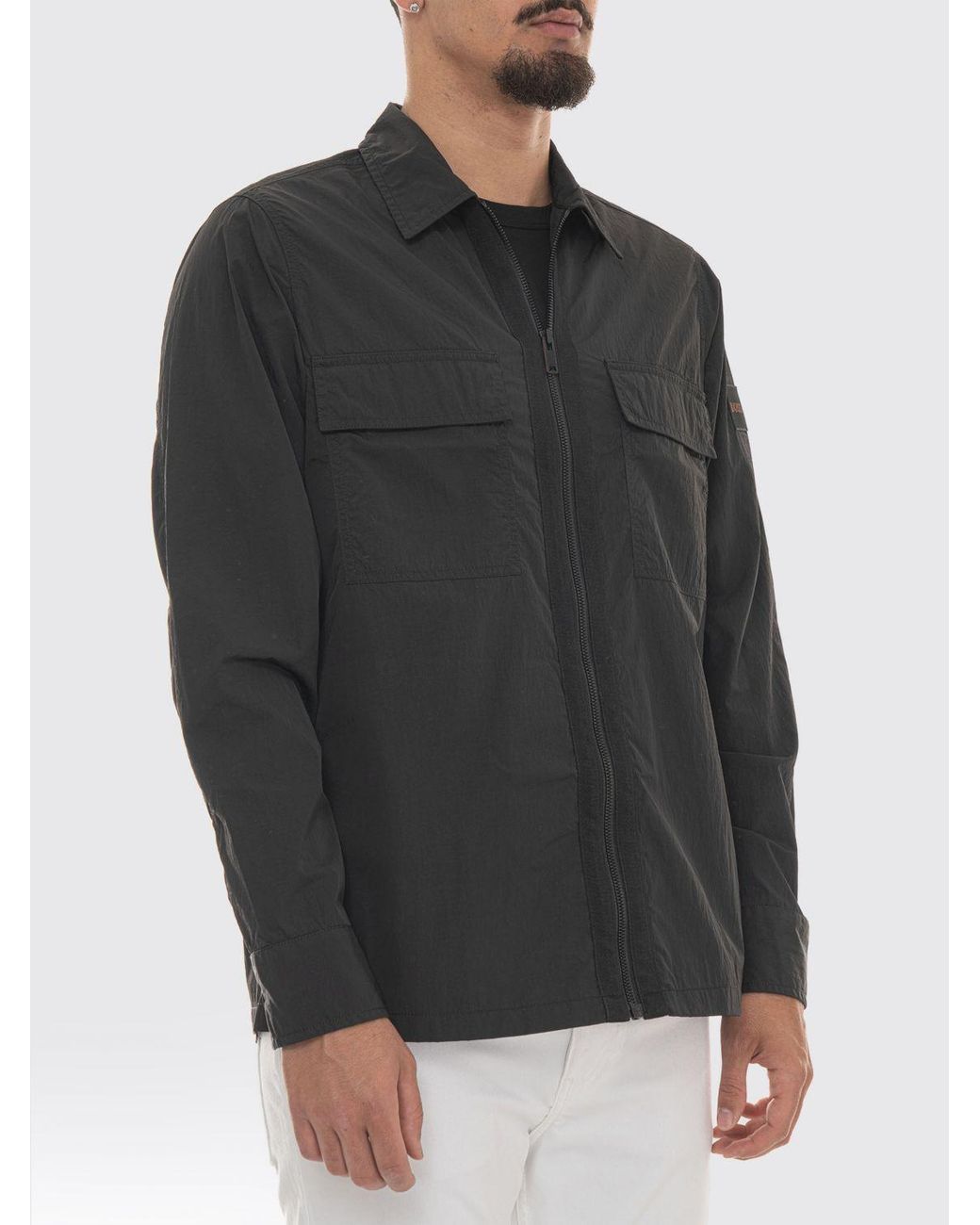 Boss Black Lotape Technical Fabric Shirt Jacket With Zip Closure for men
