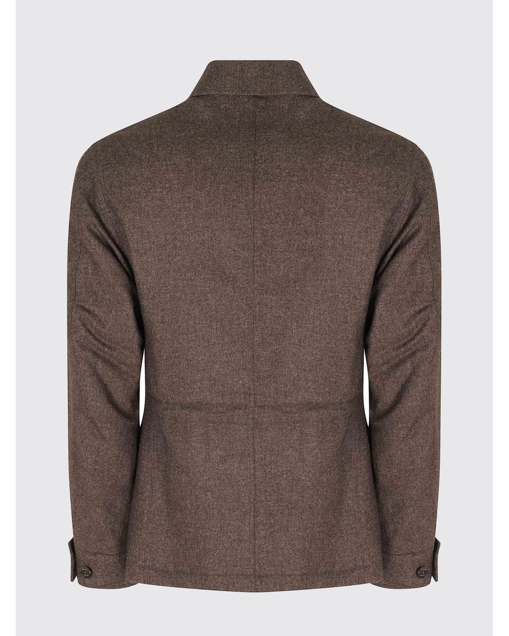 Eleventy Brown Wool And Cashmere Blend Shirt Jacket With Patch Pockets for men