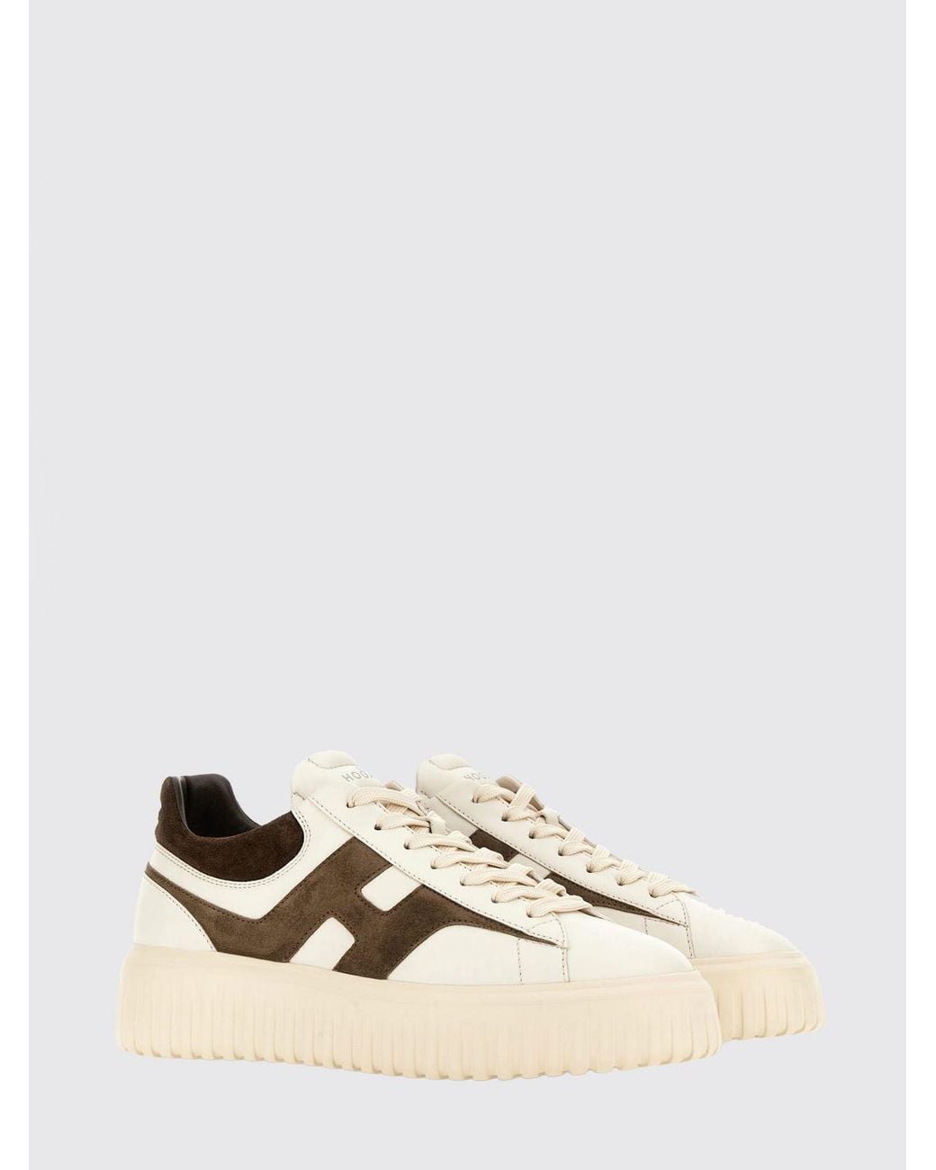 Hogan Natural H-Stripes Leather And Suede Sneakers With H Logo And Platform Sole for men