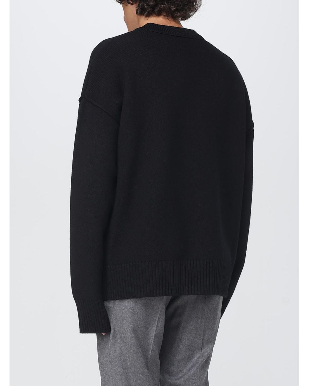 AMI Black Wool Pullover for men