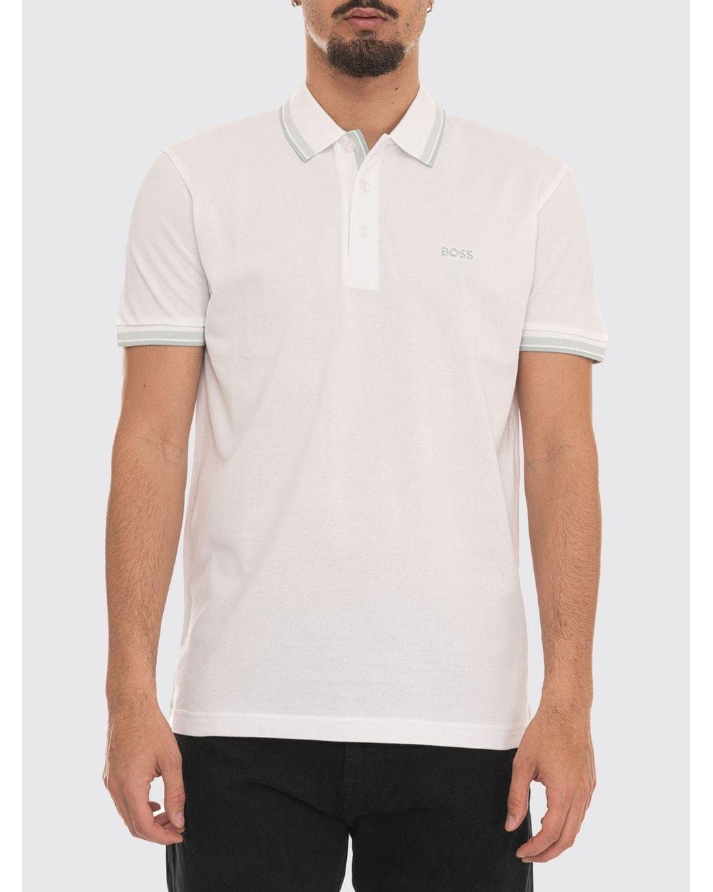 Boss White Basic Cotton Polo Shirt for men