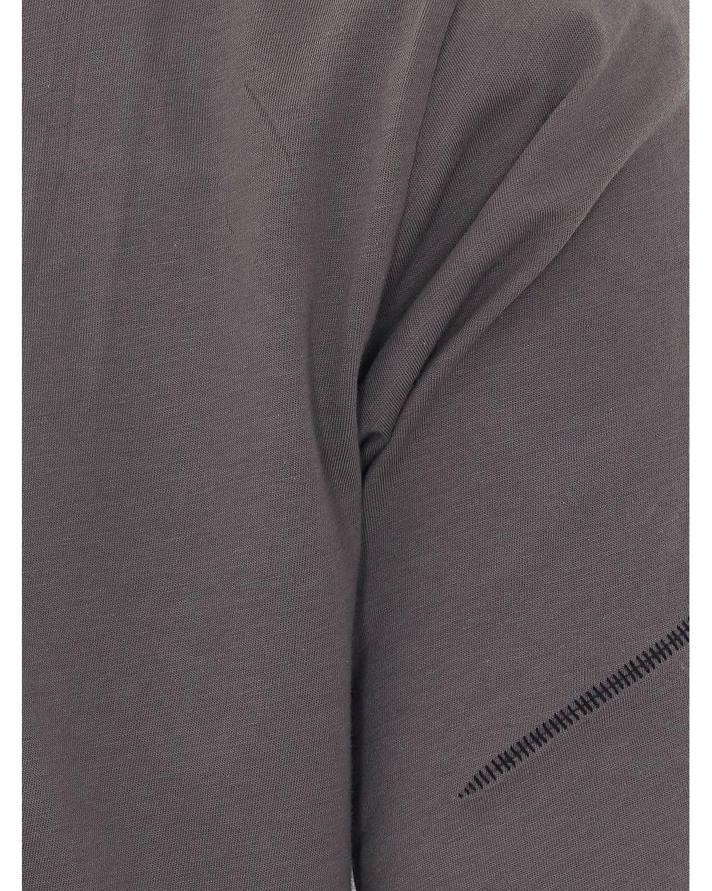 Thom Krom Gray Longline Cotton Crewneck T-Shirt With Contrast Logo for men