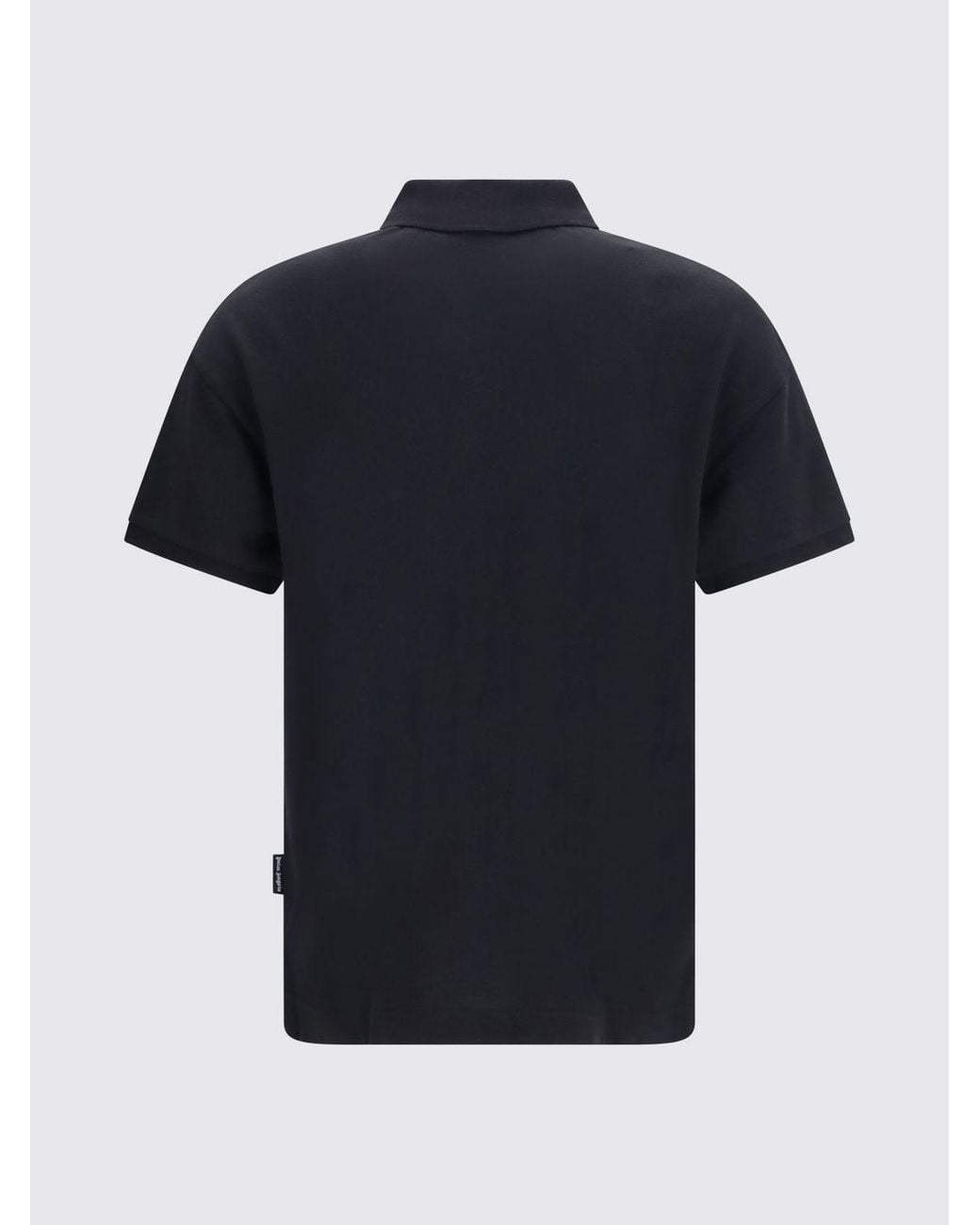 Palm Angels Black Cotton Polo Shirt With Ribbed Collar And Contrasting Logo for men