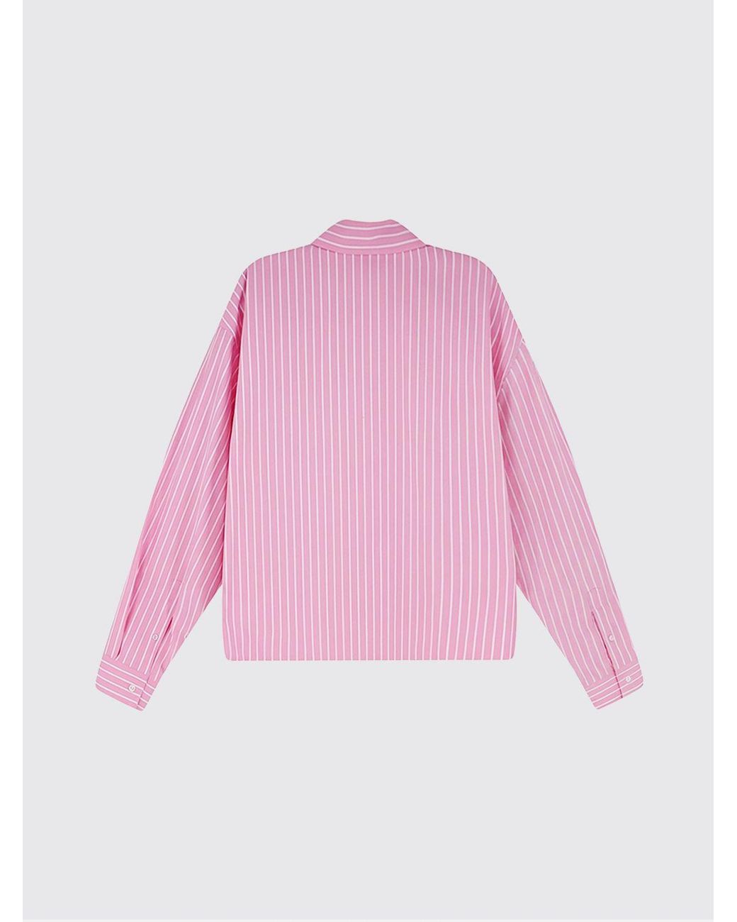 Balenciaga Pink Striped Cotton Casual Shirt