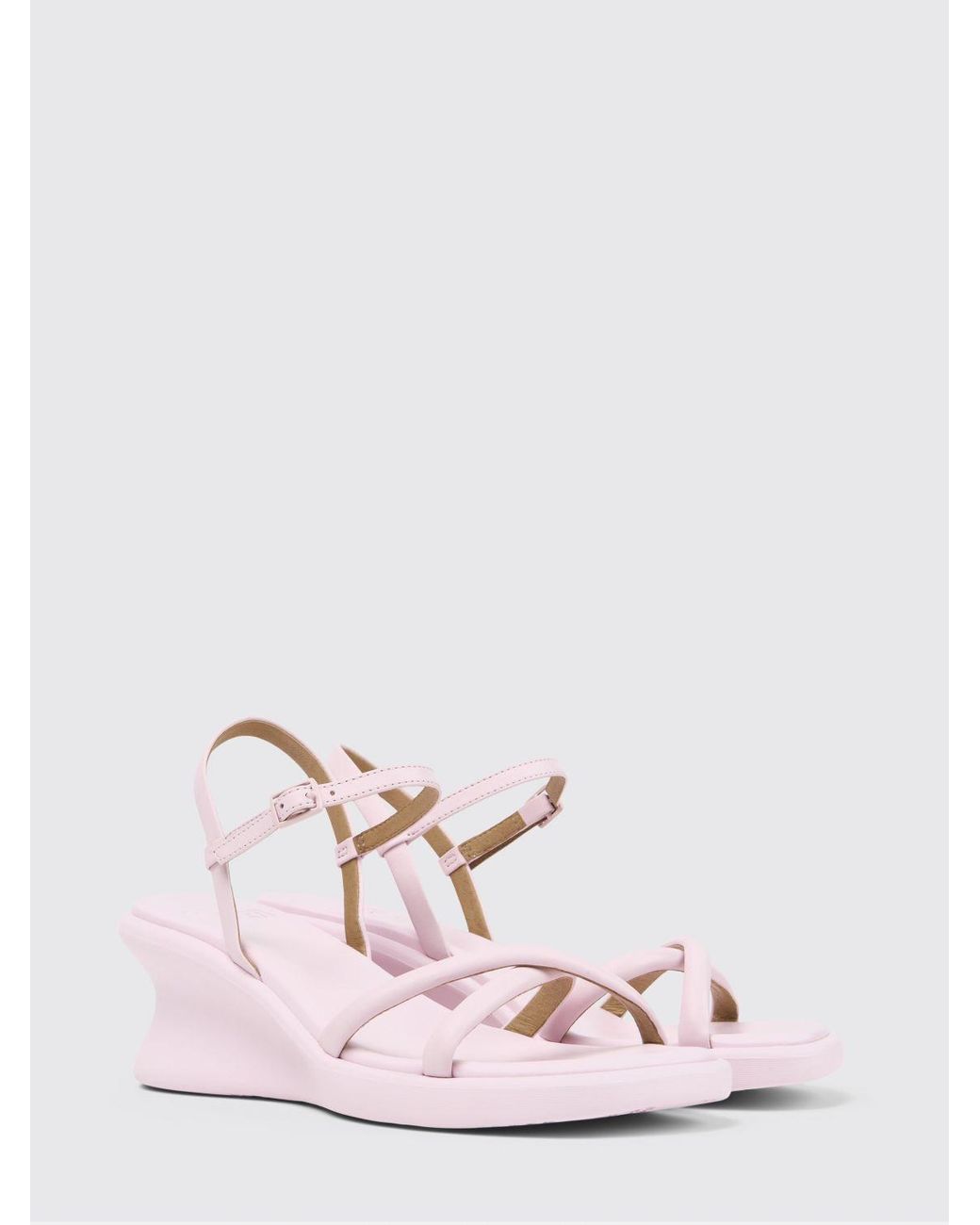 Camper Pink Louise Leather Wedge Sandals