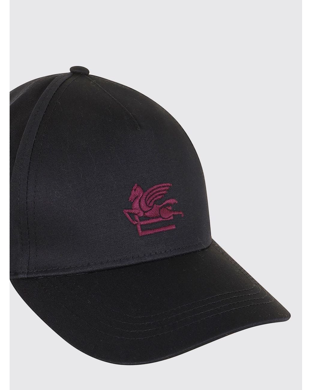 Etro Black Cotton Twill Baseball Cap With Embroidered Pegaso Logo for men