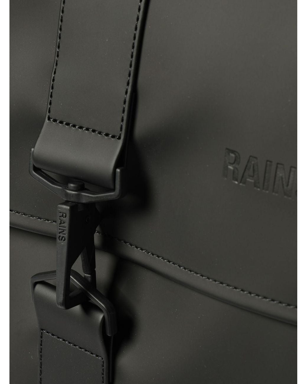 Rains Black Msn Waterproof Backpack With Hook Closure And Adjustable Straps for men