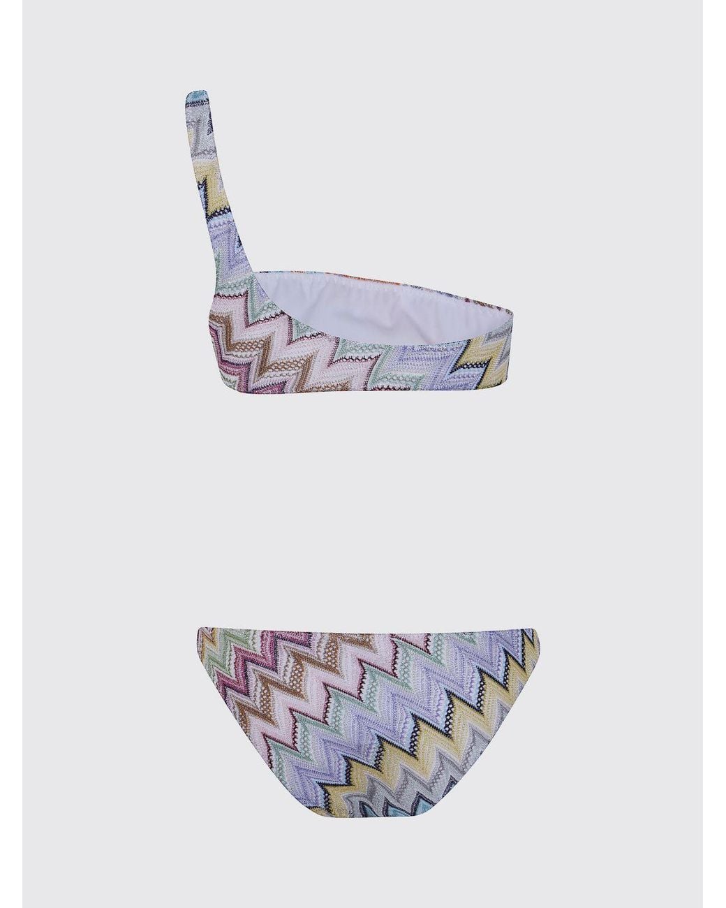 Missoni Multicolor Lurex Bikini With One-Shoulder Top And Zig-Zag Pattern