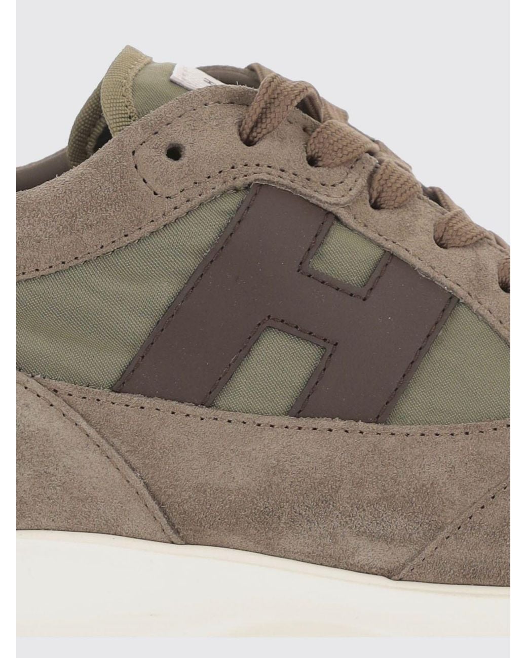 Hogan Natural H580 Suede And Mesh Sneakers With Side H Logo for men