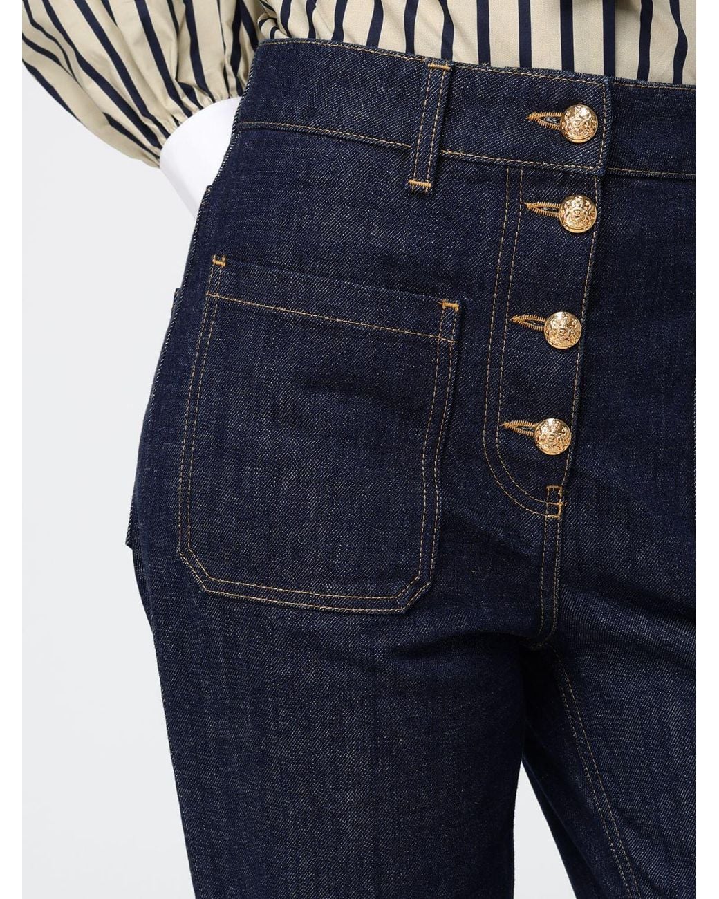 Valentino Garavani Blue High-Waisted Straight Jeans